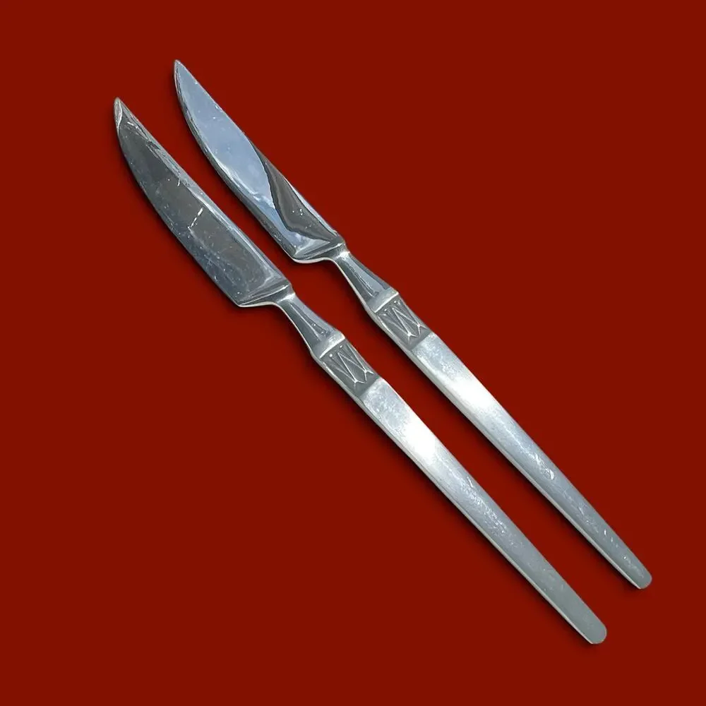 Vtg. Arthur Salm Imperial Dinner Knives Set of 2 Flatware Stainless Japan MCM